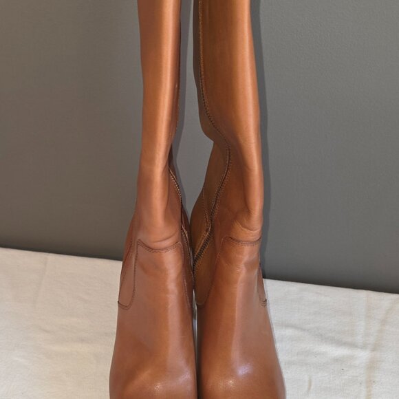 Michael Kors 8.5 Lesly Boots Stacked Heel Luggage Color - Picture 5 of 11